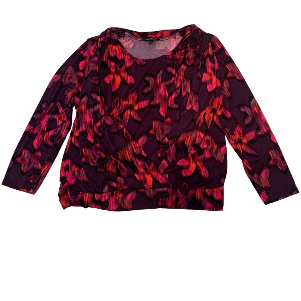 Addition Elle 3X Purple & Pink Abstract Print Long Sleeve Top